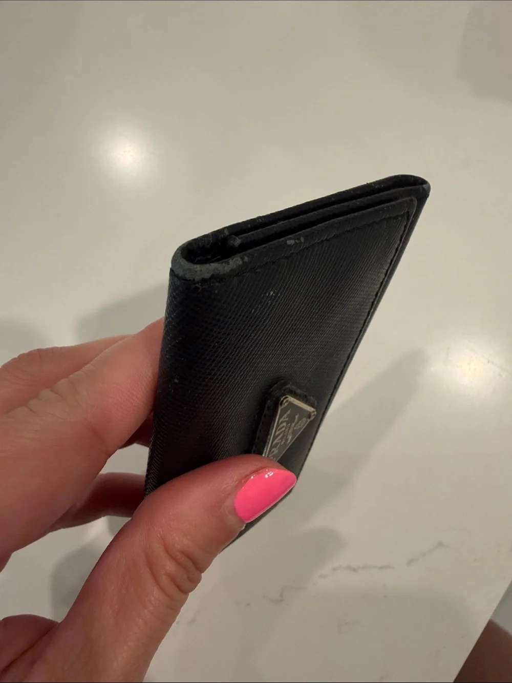 Prada Black Leather key card holder authentic